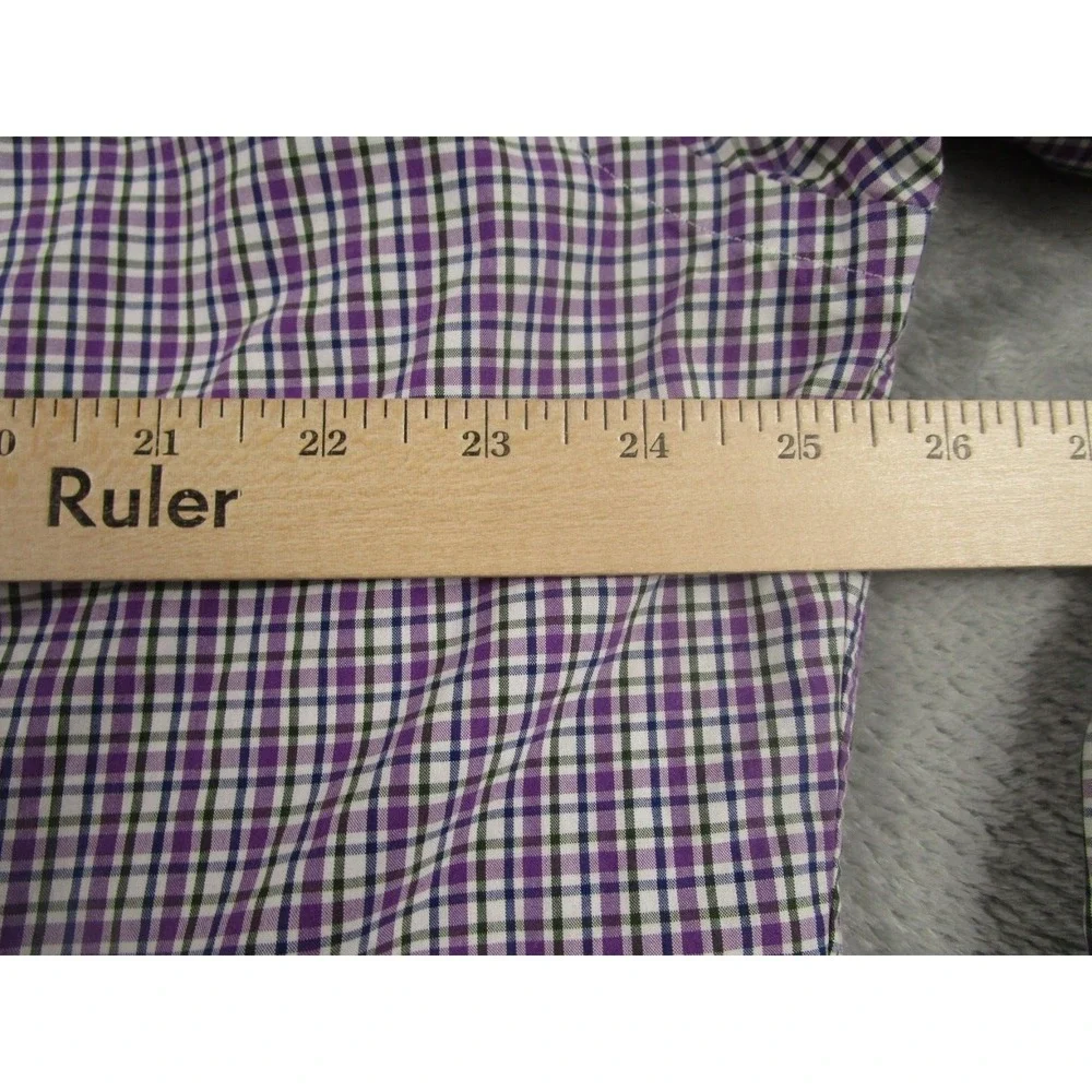 Ralph Lauren Shirt Mens 17.5 Purple Checked Custom Fit Business Casual Preppy‎